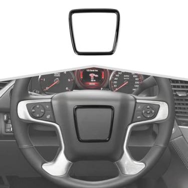 Imagem de Amayum Capa de volante de console central adequada para GMC-Yukon 2014-2018, para GMC-Sierra 2014-2018, acessórios interiores de acabamento de volante, preta
