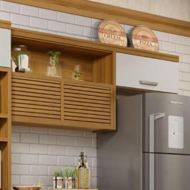 Imagem de Armário Aéreo 2 Portas 1 Nicho 100% Mdf Princesa Nesher Móveis Freijó/off White