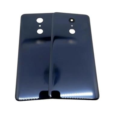 Imagem de SHOWGOOD Capa traseira para LG G7 Fit Q850 Q850EMW Capa traseira de vidro com lente de câmera (cinza sem lente)