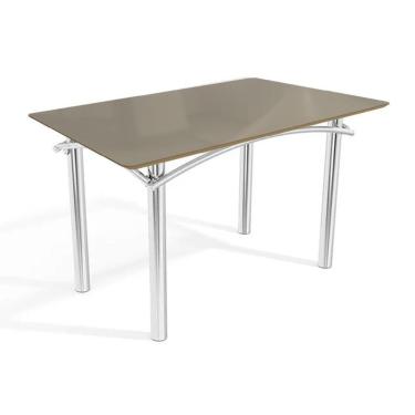 Imagem de Mesa P- Cozinha Elba Tampo Madeirado C- Vidro 120cm Cromada-freijo Bonze - Kappesberg
