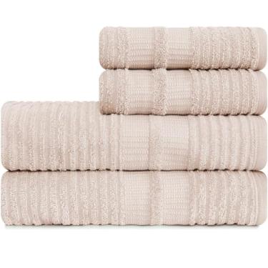 Imagem de Jogo de Toalhas 4 Peças Banhão e Rosto 100% Algodão - Brisa - Karsten (Bege)