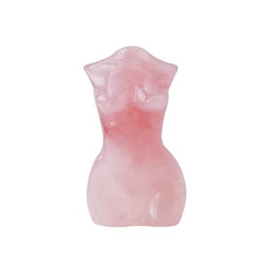 Imagem de Apengshi Imagem de deusa de quartzo rosa natural esculpida à mão modelo feminino colecionar escultura artesanato cristal de cura meditação yoga equilíbrio chakras estátua de Reiki bolso enfeites