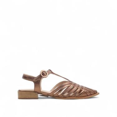 Imagem de Sandália Couro Fechada Metalizada - DI VITRINI, Bronze, 36