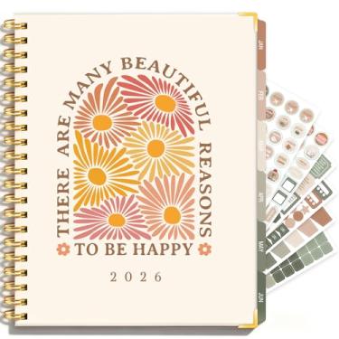 Imagem de Planejador grande 2026 – Organizador semanal e mensal de janeiro de 2026 a dezembro de 2026, livro de planejamento da agenda diária Dasiy de 21,6 cm x 28 cm com bolso, adesivos e abas para estudantes