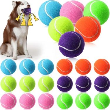 Imagem de Skylety 24 peças de bolas de tênis barulhentas de 6 cm a granel para cães, bolas de tênis flutuantes e flutuantes, suprimentos para treinamento, brinquedos interativos de busca, internos e externos