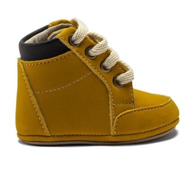 Imagem de Tenis Botinha Cadarço Kids Bota Recem Nascido Bebe Macio Cor Bege - CL