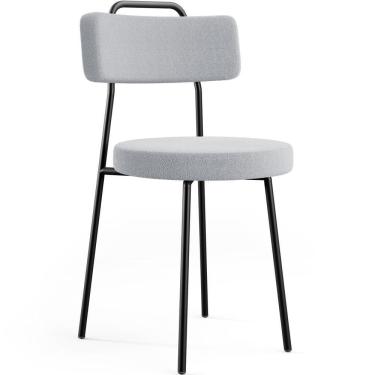 Imagem de Cadeira Decorativa Estofada Para Sala De Jantar Barcelona L02 Bouclê Cinza