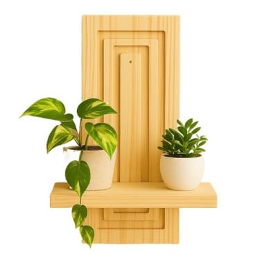 Imagem de Prateleira Decorativa Suspensa de Parede em Madeira Pinus Design Minimalista para Plantas e Objetos,prateleira madeira(1 UNIDADE)