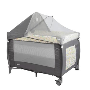 Imagem de Berço Cercado Portátil com Mosquiteiro e Trocador Preto/Estrelas até 18Kg Multmaxx