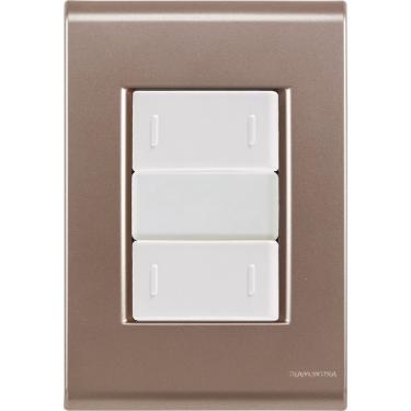 Imagem de Cj Placa Dois Interruptor Duplo Liz Ouro Velho Tramontina Completo Pronto Tramontina