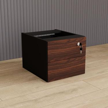 Imagem de Gaveteiro Suspenso 33cm X 40cm 2 Gavetas com Chave para Mesa Escrivaninha de Escritório Corporate Louro Preto / Preto