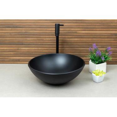 Imagem de Kit Cuba de Vidro para Banheiro Lavabo com Torneira Link Preta e Válvu