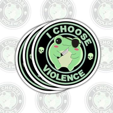 Imagem de 3 adesivos I Choose Violence, adesivo engraçado sapo pato meme adesivos engraçados de sapo, adesivos de vinil à prova d'água com citação para livro, caderno, garrafa de água, copo, capa de telefone