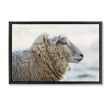 Imagem de Stupell Industries Deep Thoughts Sheep Portrait Gray Framed Floater Canvas Wall Art, design por Martin Podt, 21 x 31