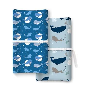 Imagem de TotChill Capa para trocador de fraldas extra elástica, ultramacia de malha de jérsei premium, unissex para meninos e meninas, serve para todas as mesas/cômoda padrão - pacote com 2