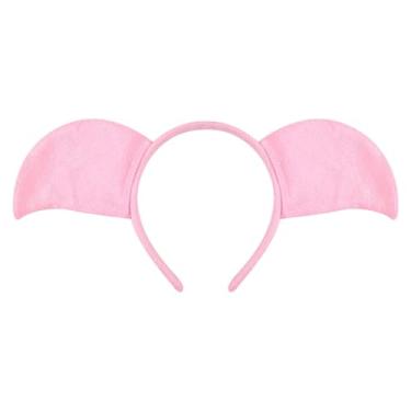 Imagem de Dynwave Conjunto de fantasia de porco - Presentes fofos para bailes de máscaras, carnavais, festivais e apresentações de palco, Luz Rosa, Orelha de Porco