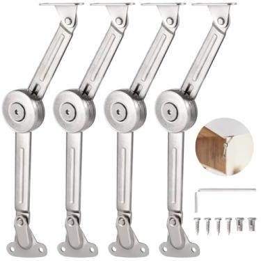 Imagem de LUMINFLY Dobradiças para armário armário armário caixa de brinquedos, tampa dobrável suporte permanece resistente 4 peças, tampa deslizante para baixo sem quebrar os dedos