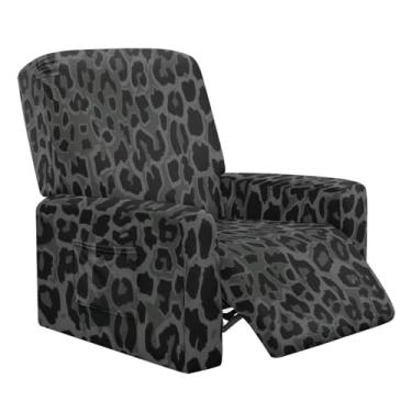 Imagem de Tansealive Capas de cadeira reclináveis pretas com estampa de leopardo com bolso lavável e extensível para sofá reclinável, conjunto de 4 almofadas decorativas