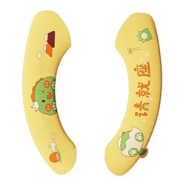 Imagem de Almofada de assento de vaso sanitário com adsorção estática à prova d'água, capa de assento de vaso sanitário fofa de desenho animado para decoração de casa e banheiro (Tamanho Pequeno Amarelo Claro)