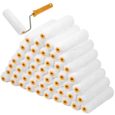 Imagem de 50 rolos de pintura, mini capas de rolo de 15 cm para pintura de paredes e tetos, aplicação eficiente de tinta