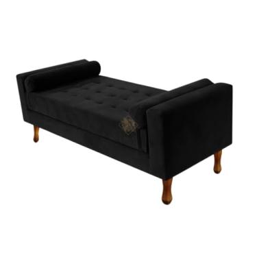 Imagem de Puff Fênix com Baú 120cm Vit Decor – Suede Premium, Capitonê e Pés Luis XV (Preto)
