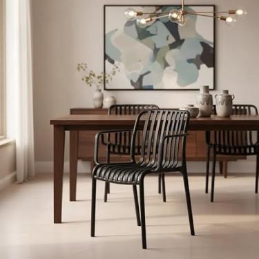 Imagem de Kit com 4 Cadeiras Milão, Cadeiras de Sala de Jantar com Braços, Conjunto para Sala de Estar (preto)