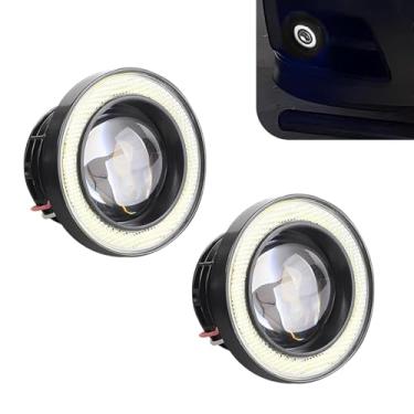 Imagem de Dogary Luz de neblina LED Angel Eye, 2 peças, lente super brilhante com abertura COB de 7,6 cm, conjunto de lâmpada olho de peixe antivibração impermeável, luz diurna modificada universal para carros
