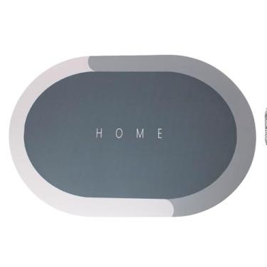 Imagem de Tapete Superabsorvente Redondo, Antiderrapante, PVC e Veludo Técnico, 57x38cm, Rosa, Azul, Cinza, para Banheiro, Cozinha e Sala