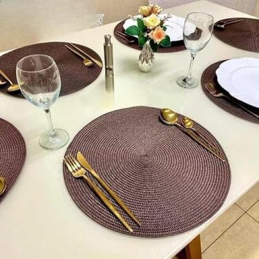 Imagem de Kit 2/4/8 Jogo Redondo Jantar para Mesa Posta, Descanso de Prato Elegante(marrom escuro,8 UNI)