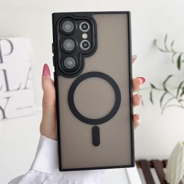 Imagem de Capa protetora fosca transparente, preta, para Samsung S25 Plus, S24, S23, S22 Plus Ultra FE, A56, A36, A26