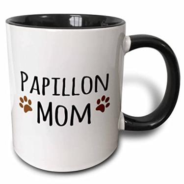 Imagem de 3dRose Caneca Papillon Dog Mom, 325 ml, preta