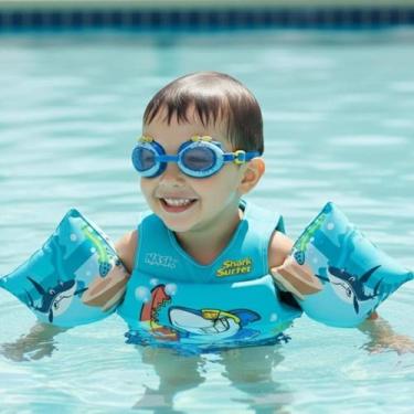 Imagem de Kit Infantil Boia e Colete SalvaVidas Óculos Natação Criança Praia e P