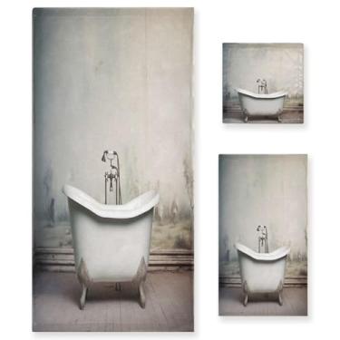 Imagem de Blueangle Conjunto de toalhas de banheira vintage - 3 peças de toalhas de banheiro macias absorventes para spa e decoração de casa (inclui banho, toalha de mão e toalha) #577