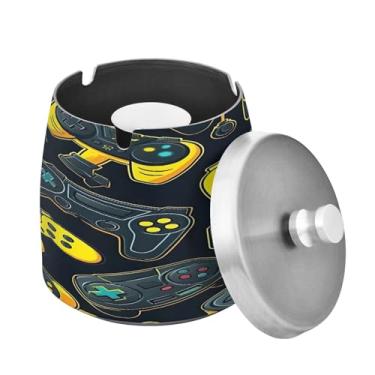 Imagem de Blueangle Cinzeiro colorido para controles de videogame com tampa para cigarros, à prova de vento/chuva, aço inoxidável, sem fumaça, inodoro, cinzeiro para uso interno ou externo (585)