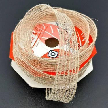 Imagem de Rolos Fita De Juta Bege Decoração Natalina 10mm 20m Kit 6pçs