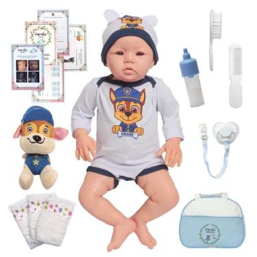 Imagem de Bebe Reborn Realista Boneco Menino Carequinha Com Bolsa - Cegonha Rebo