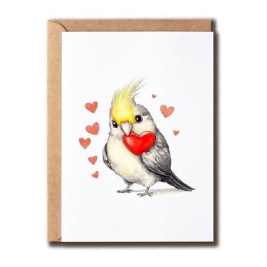 Imagem de YoYi93Art Cartão de aniversário de calopsita - Dia dos Namorados - Cartão de calopsita fofo - Adorável - Amante de pássaros - presente para marido, esposa, namorado, namorada