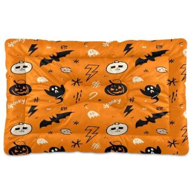 Imagem de SEHANY Cama de Halloween morcegos para cães e gatos com fundo antiderrapante, caixa de canil, colchão macio para animais de estimação, lavável para cães pequenos, médios e grandes, gatos, 91 x 61 cm