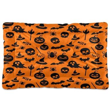 Imagem de SEHANY Cama de Halloween Pumpkins para cães e gatos com fundo antiderrapante, caixa de canil, colchão macio para animais de estimação, lavável para cães pequenos, médios e grandes, gatos, 91 x 61 cm