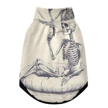 Imagem de SEHANY Casaco de cachorro com tatuagem de caveira para cães pequenos, superquente, à prova de vento, jaqueta de inverno, macia, aconchegante para animais de estimação, moletom para clima frio na neve