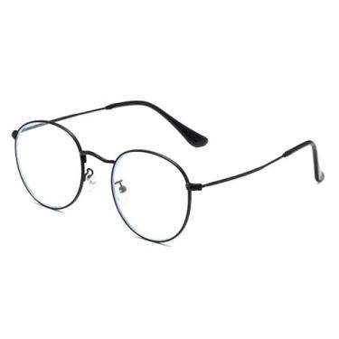 Imagem de Óculos femininos retrô clássicos ovais de metal, armação transparente, óculos masculinos redondos para computador, pretos