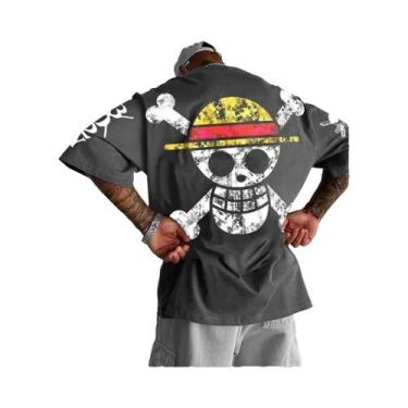 Imagem de Camiseta Masculina Oversized De Algodão Com Estampa Gráfica De Anime L