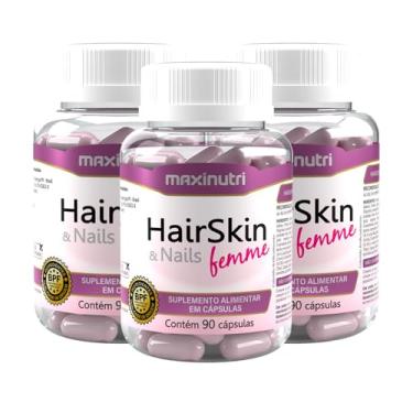 Imagem de Maxinutri, Kit 3 HairSkin Femme Biotina e Minerais 90 Caps Maxinutri