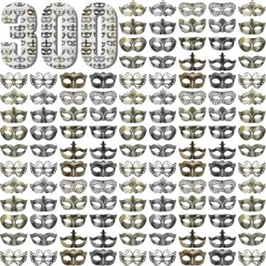 Imagem de Lenwen Máscara de baile de máscaras vintage vintage para mulheres e homens adultos máscara de máscara para festa cosplay, Ouro, prata, bronze, tamanho �nico