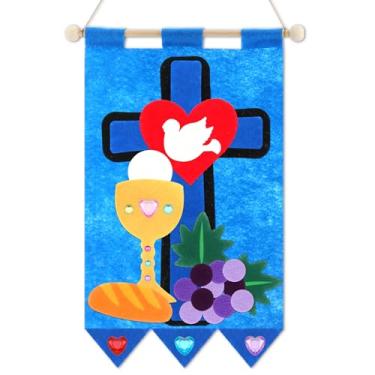Imagem de Wettarn Christian Religious Crafts for Boys Girls Felt Crosses Chalices Craft Pack Crafts Church Sunday School Crafts Bible Crafts 1st Communion Banner Kit for Home School Art Craft Supplies Decor