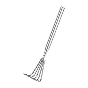 Imagem de Bothyi Ancinho de garras portátil, em aço inoxidável, ferramenta de jardinagem para afofar o solo, remover ervas daninhas e ervas daninhas, 5 Dentes