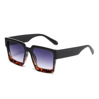 Imagem de Óculos de sol grandes femininos, transparentes, degradê, UV400, masculino, tendência punk (preto, leopardo, cinza)