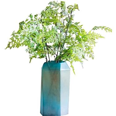 Imagem de YYBOES Vaso de vidro para flores, conjuntos de vasos de flores para decoração, vaso de vidro fosco feito à mão, decoração de mesa, ornamentos geométricos americanos retrô arranjo de flores fluxo