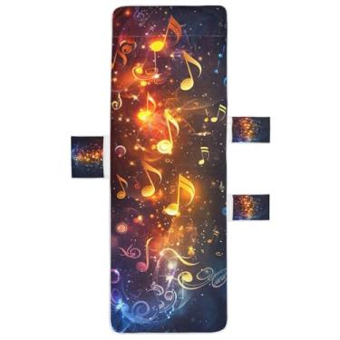 Imagem de STAYTOP Linda capa de toalha de cadeira de sala de estar com notas coloridas, capa de espreguiçadeira macia, capas de cadeira de praia com bolsos para jardim ao ar livre, pátio, pátio, banhos de sol