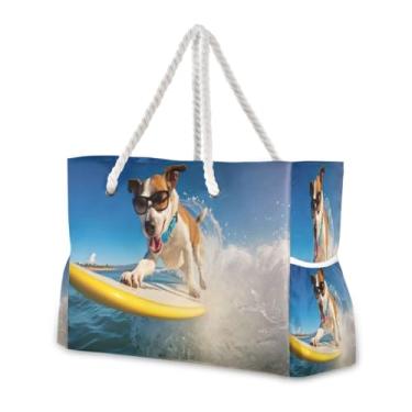 Imagem de Wassud Bolsa de praia para cães surfando grandes bolsas de praia para mulheres, impermeável, à prova de areia, bolsa de viagem com zíper e bolso para piscina, academia, acampamento